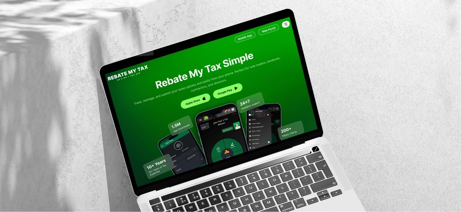 Rebate My Tax website screens