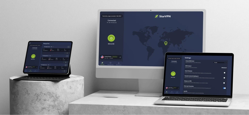 StarVPN solution screens