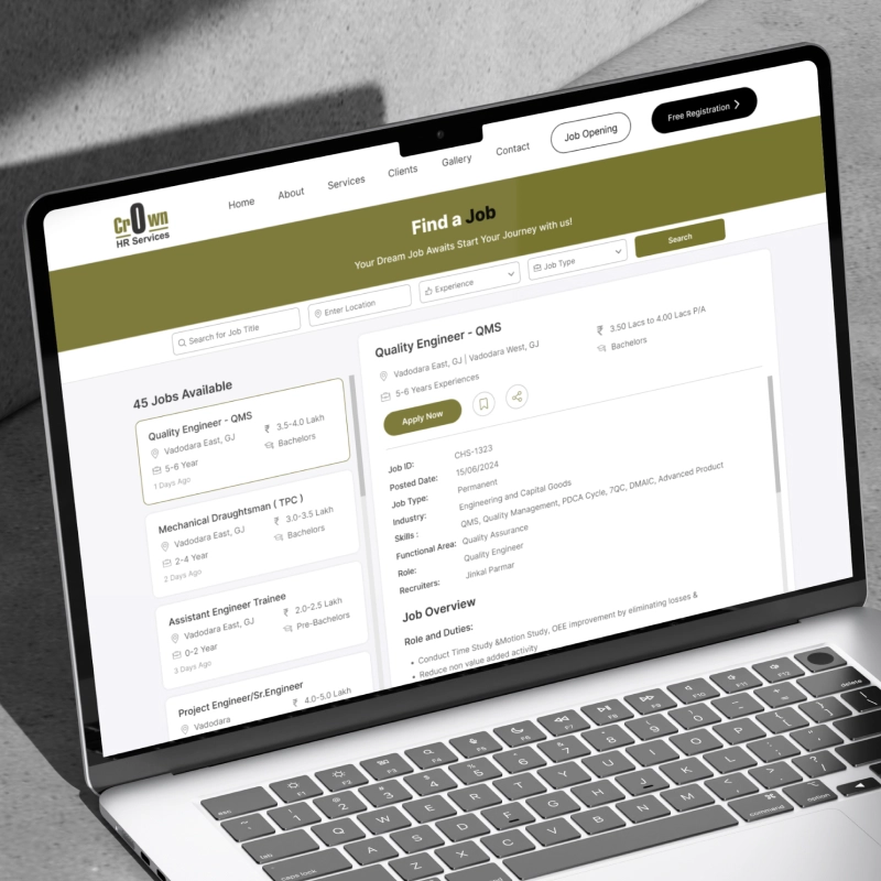 CrownHR talent acquisition and HR management system developed by Pavans Group Vadodara - complete workforce and recruitment solution